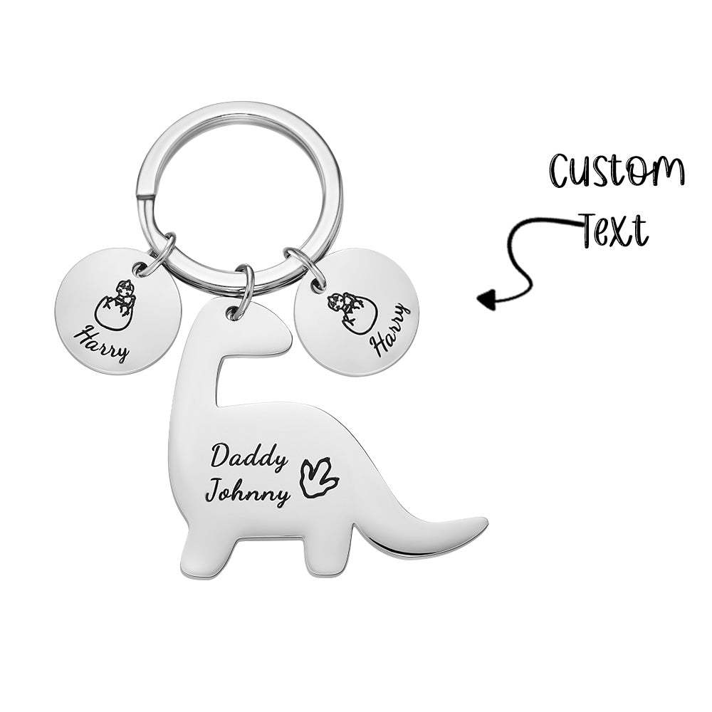 Custom Engraved Dinosaur Keychain Lovely Keyring Gift For Dad - soufeelus