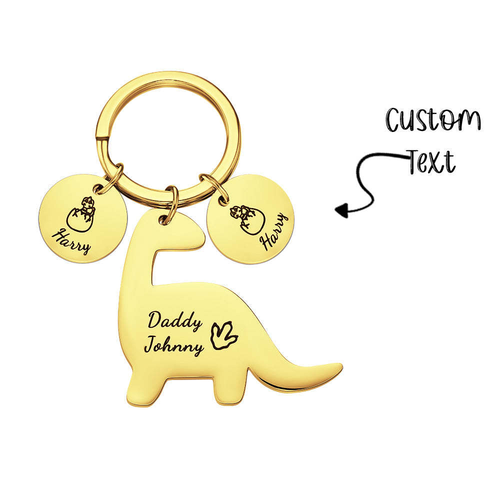 Custom Engraved Dinosaur Keychain Lovely Keyring Gift For Dad - soufeelus