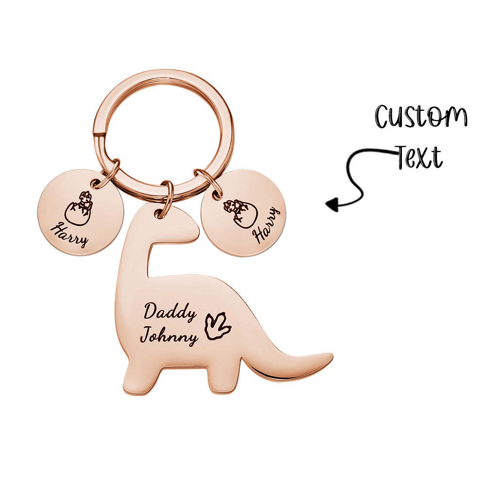 Custom Engraved Dinosaur Keychain Lovely Keyring Gift For Dad - soufeelus