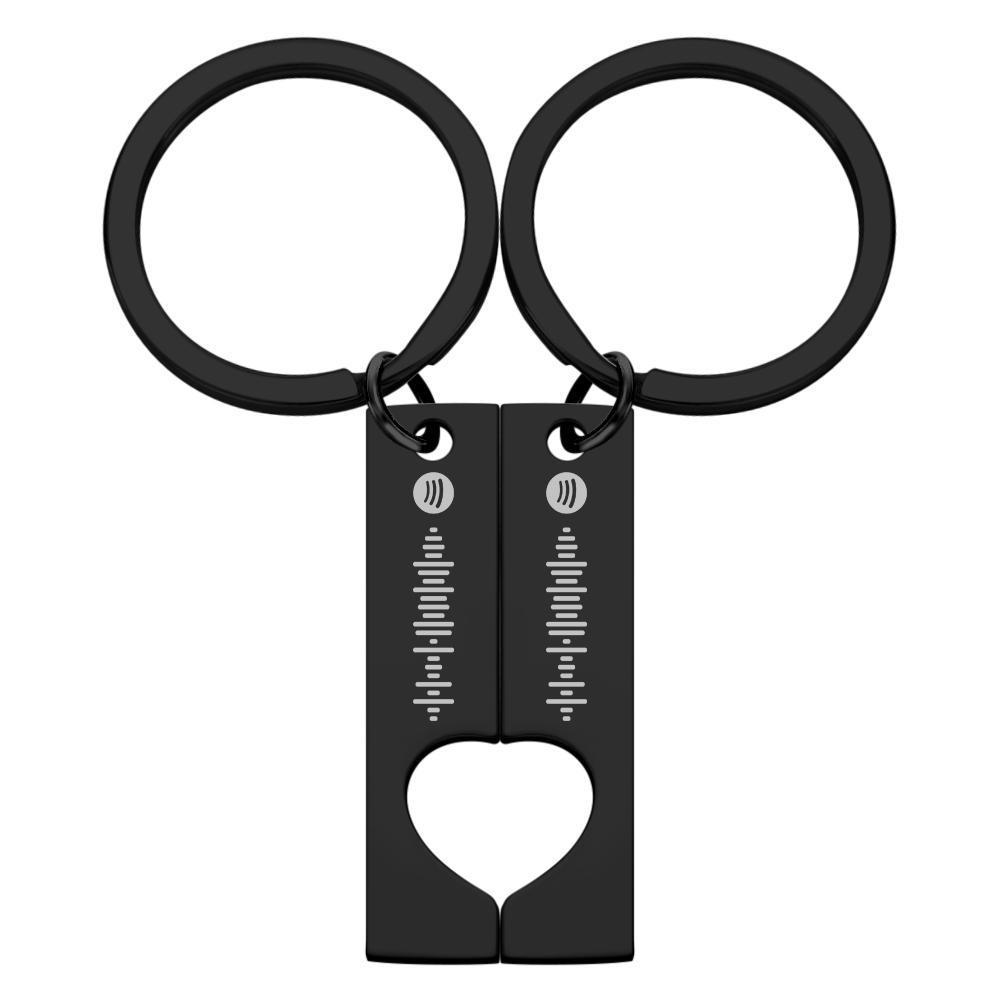 Scannable Custom Spotify Code Keychain Engraved Custom Music Song Keychain Gifts Black