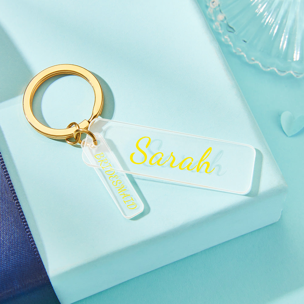 Custom Engraved Acrylic Keychains Bridesmaid Keychain Wedding Party Gift - soufeelus