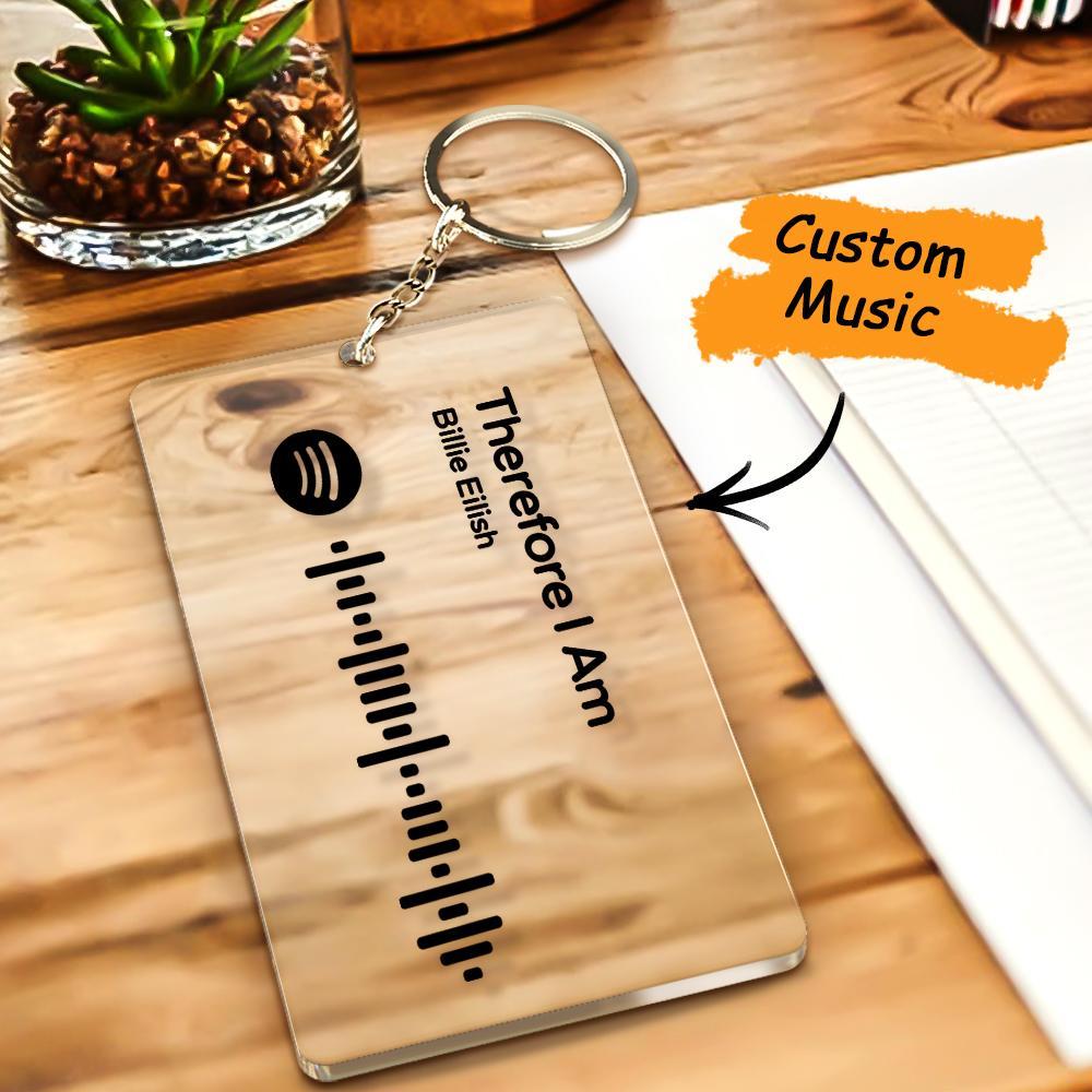 Scannable Spotify Code Keychain Custom Keychain Acrylic Memorial Day Gift - soufeelus