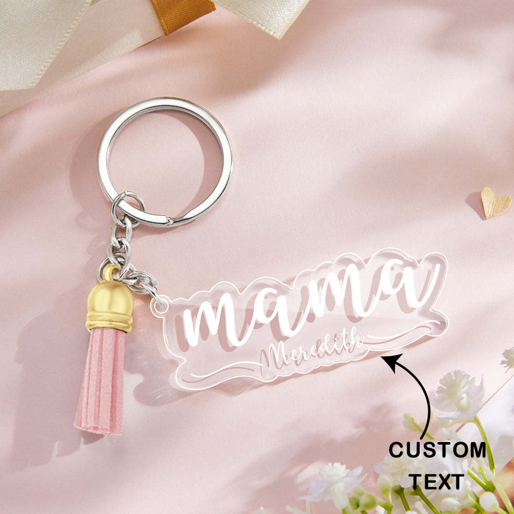 Custom Family Names Clear Acrylic Keychain Personalized Mama Key Ring Mother's Day Gifts - soufeelus