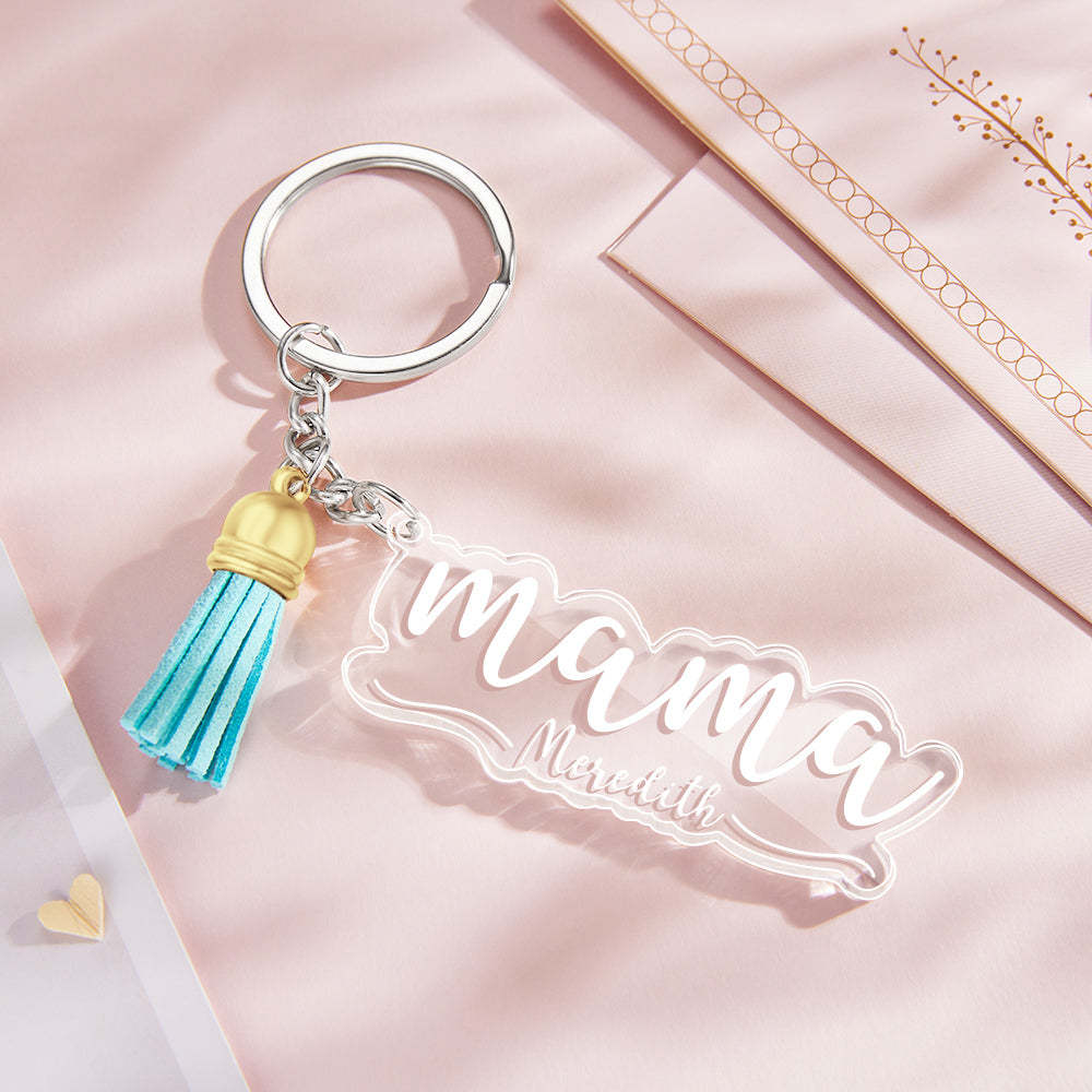 Custom Family Names Clear Acrylic Keychain Personalized Mama Key Ring Mother's Day Gifts - soufeelus