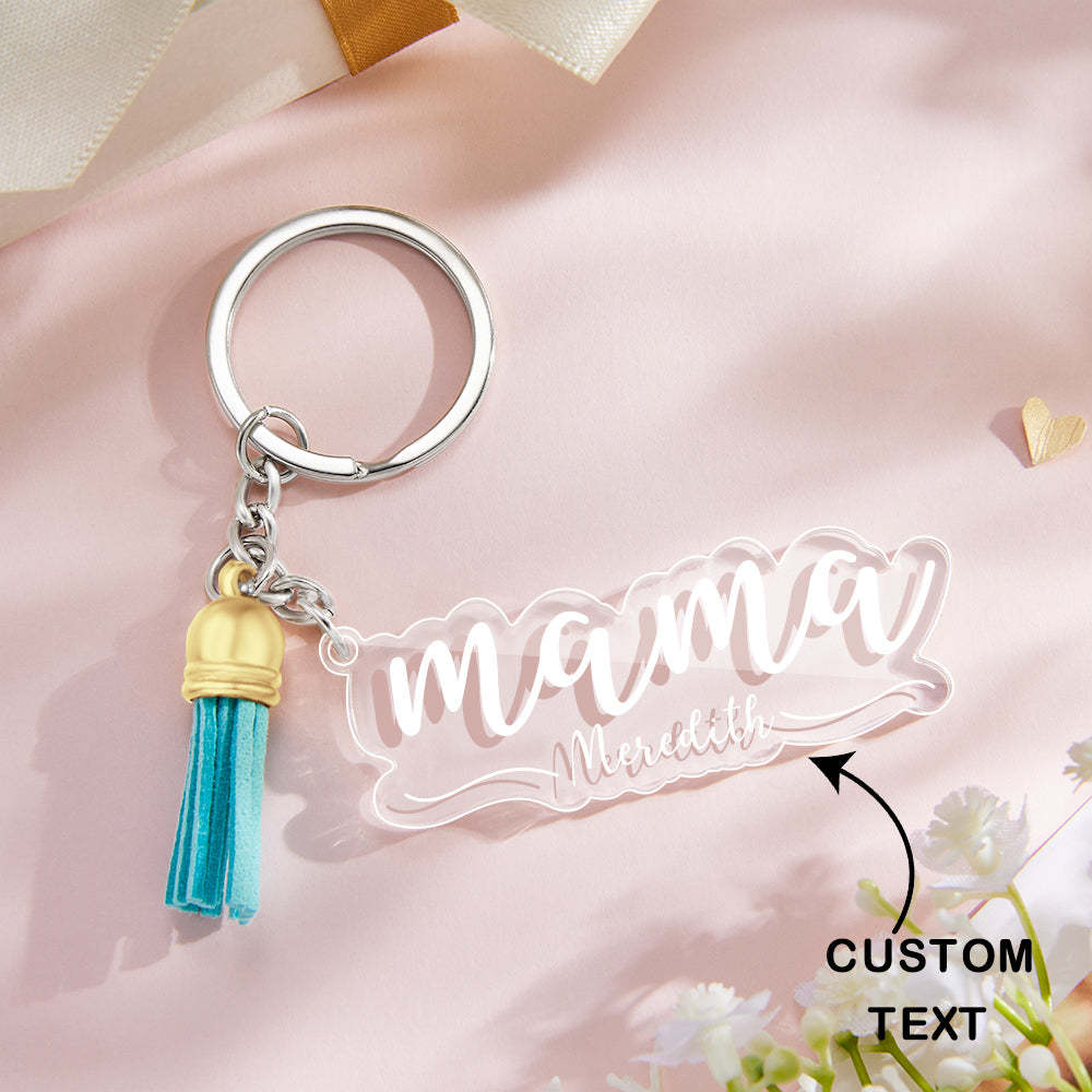 Custom Family Names Clear Acrylic Keychain Personalized Mama Key Ring Mother's Day Gifts - soufeelus