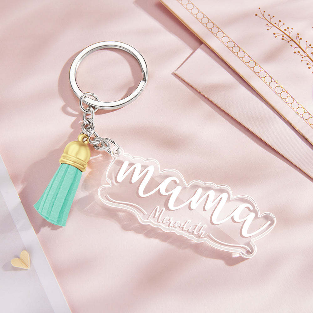 Custom Family Names Clear Acrylic Keychain Personalized Mama Key Ring Mother's Day Gifts - soufeelus