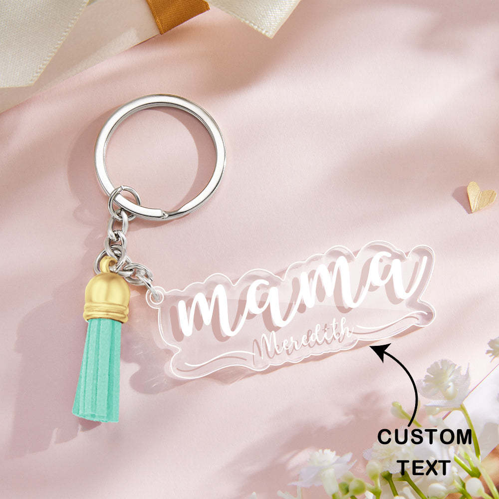 Custom Family Names Clear Acrylic Keychain Personalized Mama Key Ring Mother's Day Gifts - soufeelus