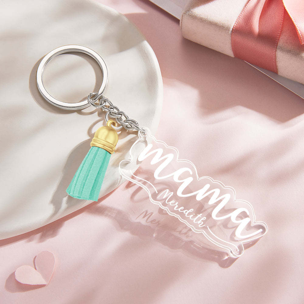 Custom Family Names Clear Acrylic Keychain Personalized Mama Key Ring Mother's Day Gifts - soufeelus