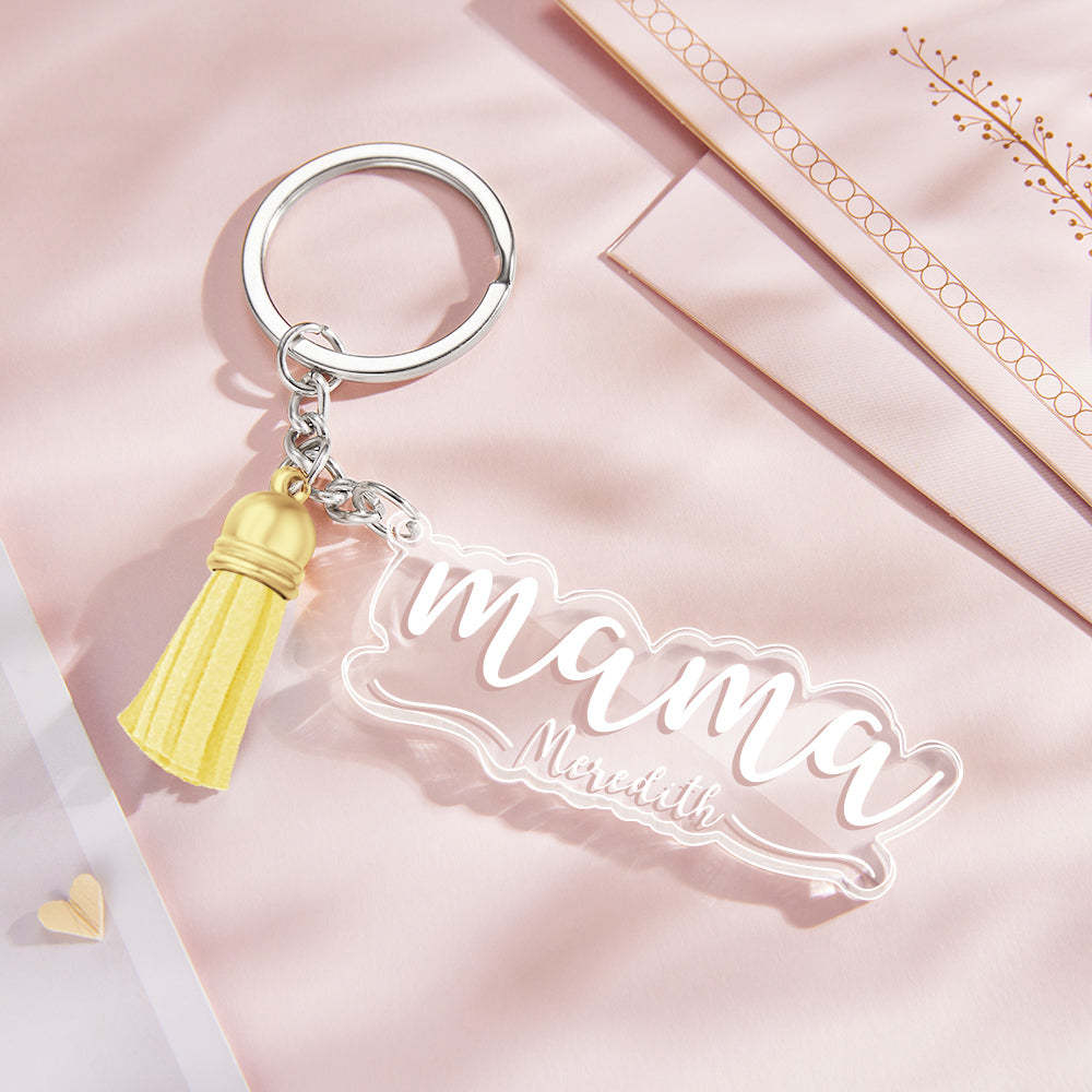 Custom Family Names Clear Acrylic Keychain Personalized Mama Key Ring Mother's Day Gifts - soufeelus