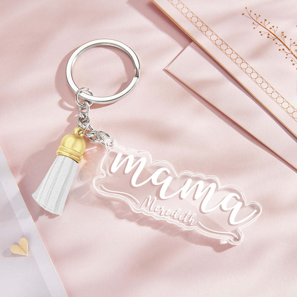 Custom Family Names Clear Acrylic Keychain Personalized Mama Key Ring Mother's Day Gifts - soufeelus