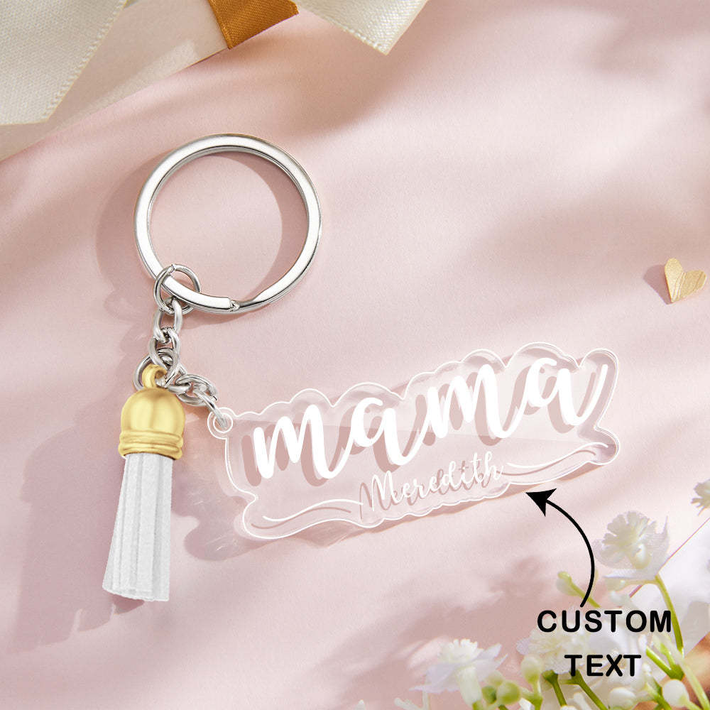 Custom Family Names Clear Acrylic Keychain Personalized Mama Key Ring Mother's Day Gifts - soufeelus