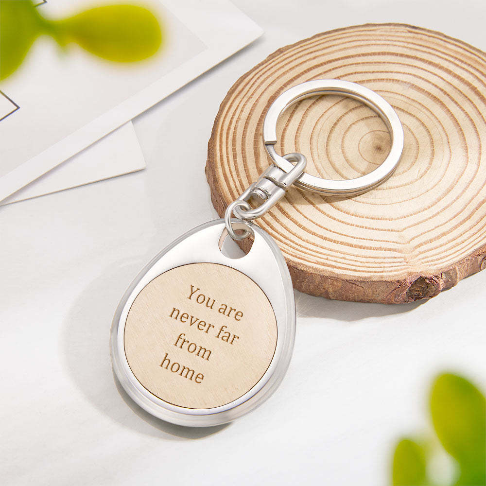 Custom Engraved Wooden Metal Keychain Personalized Text Anniversary Gifts - soufeelus