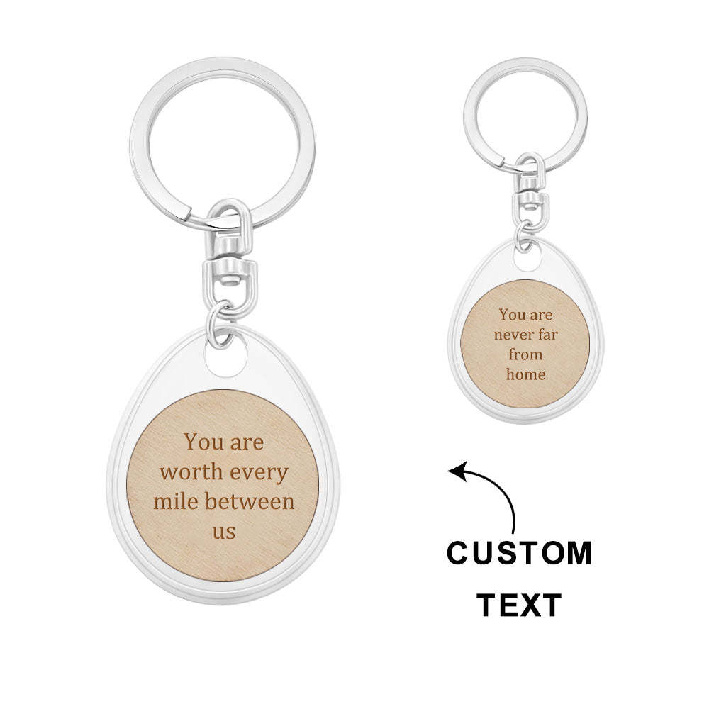Custom Engraved Wooden Metal Keychain Personalized Text Anniversary Gifts - soufeelus