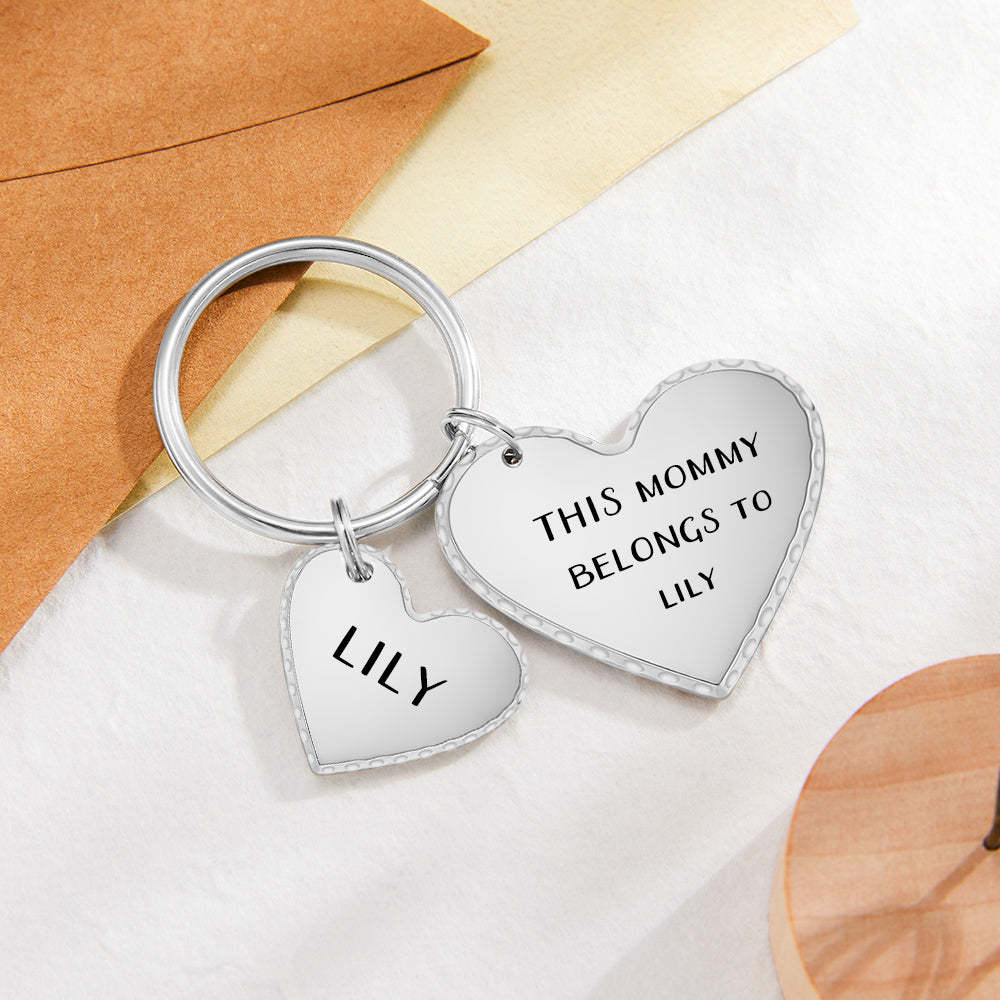 Custom Heart Photo Text Keychain with Small Heart Pendant Mother's Day Gifts - soufeelus