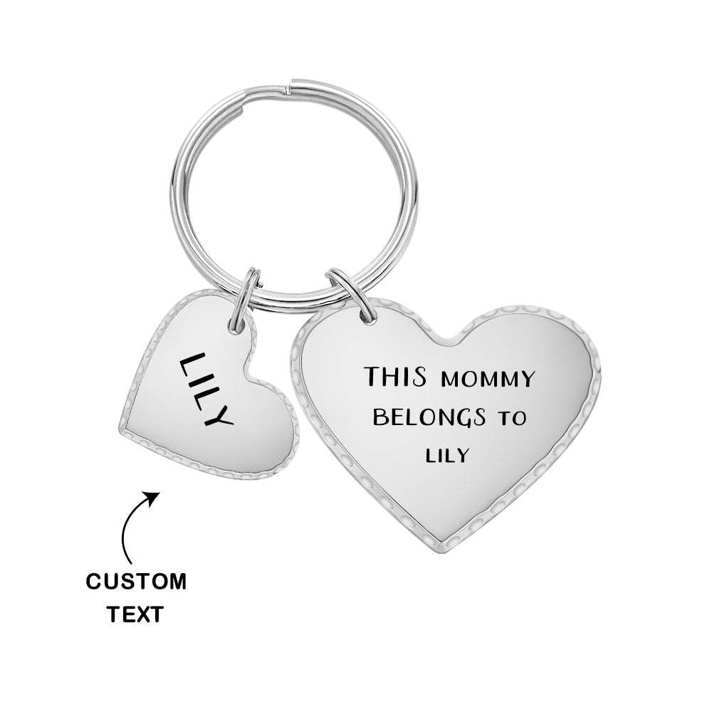 Custom Heart Photo Text Keychain with Small Heart Pendant Mother's Day Gifts - soufeelus