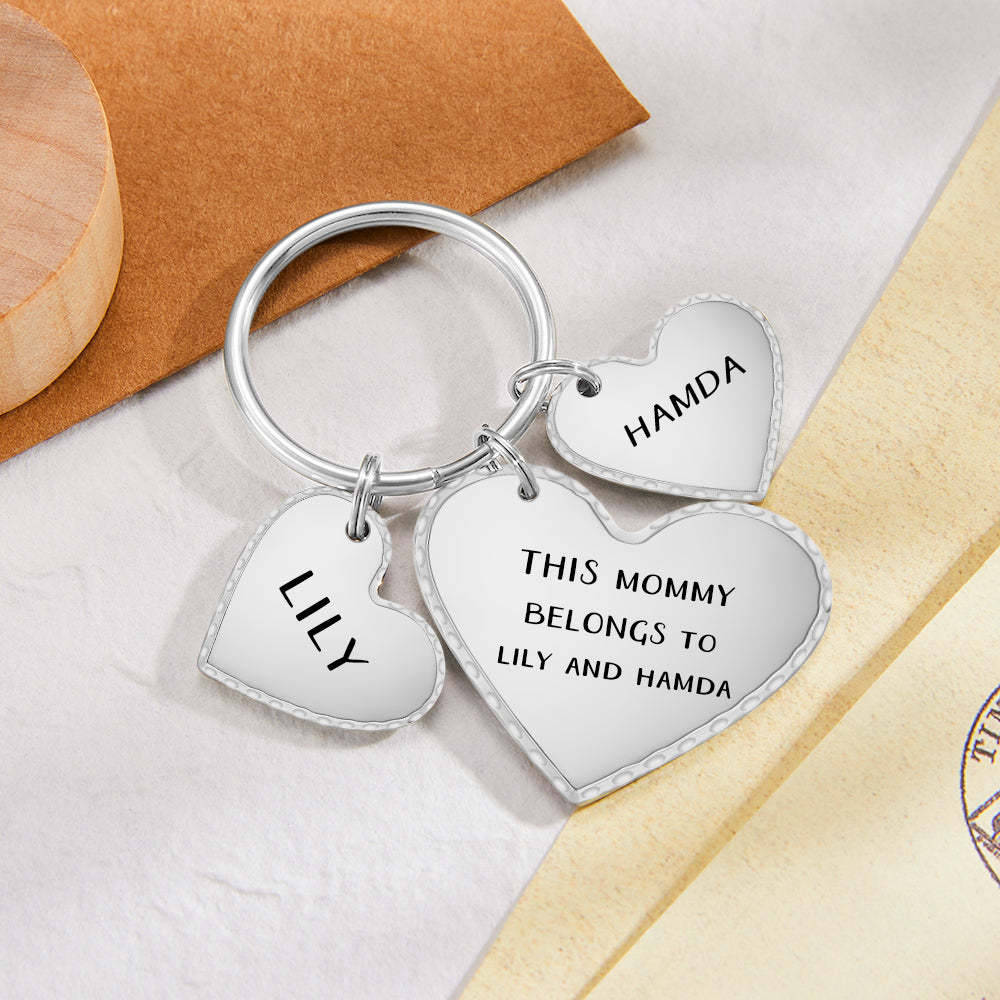 Custom Heart Photo Text Keychain with Small Heart Pendant Mother's Day Gifts - soufeelus