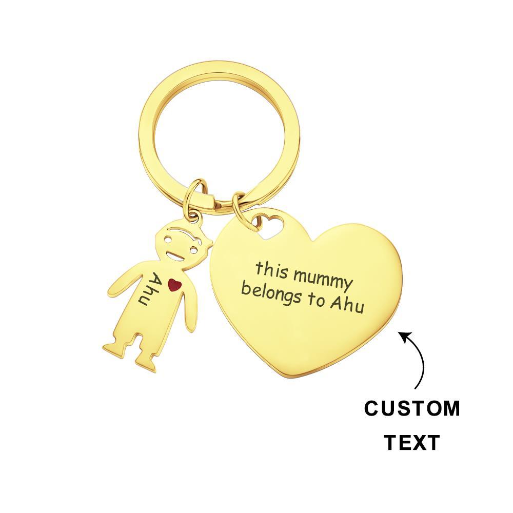 Custom Engraved Heart Keychain Boy Girl Keychain Mother's Day Gifts - soufeelus