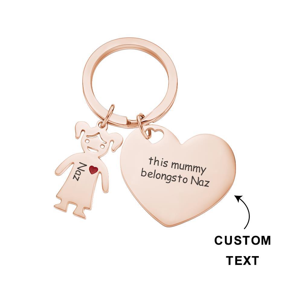 Custom Engraved Heart Keychain Boy Girl Keychain Mother's Day Gifts - soufeelus