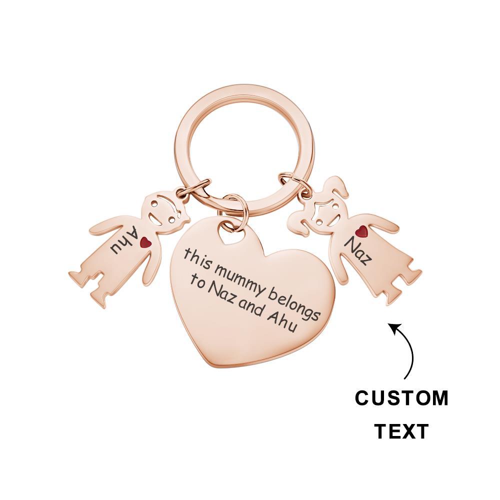 Custom Engraved Heart Keychain Boy Girl Keychain Mother's Day Gifts - soufeelus