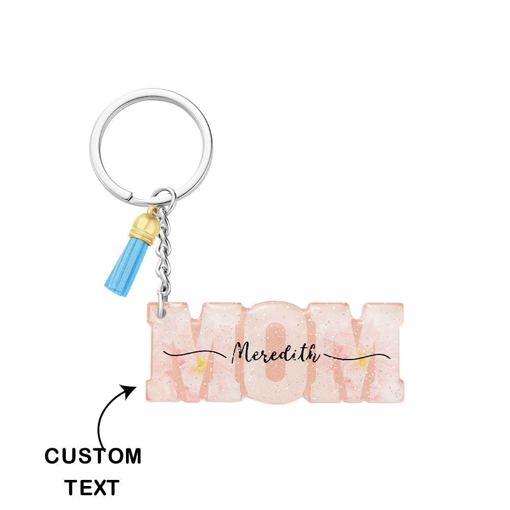 Custom Name Flower Acrylic Keychain Personalized Mama Key Ring Mother's Day Gifts - soufeelus