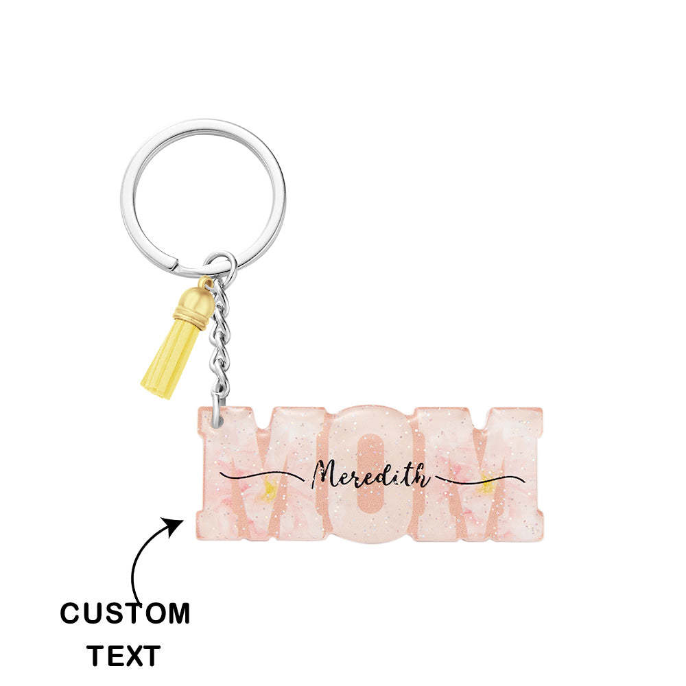 Custom Name Flower Acrylic Keychain Personalized Mama Key Ring Mother's Day Gifts - soufeelus