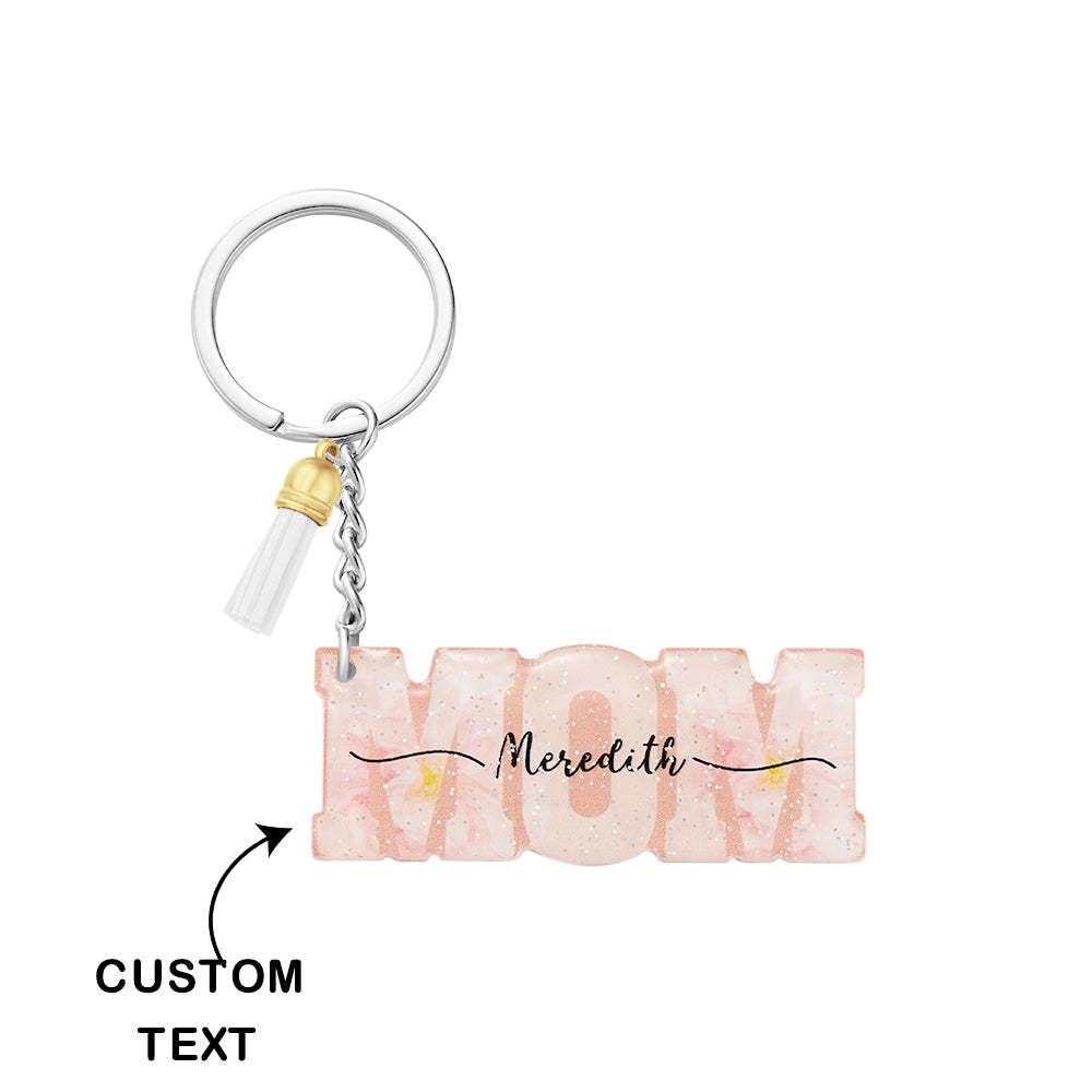 Custom Name Flower Acrylic Keychain Personalized Mama Key Ring Mother's Day Gifts - soufeelus