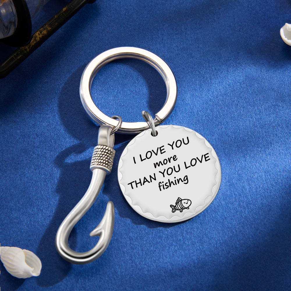 Custom Fishing Hook Keychain Personalized Metal Key Ring Father's Day Gifts - soufeelus