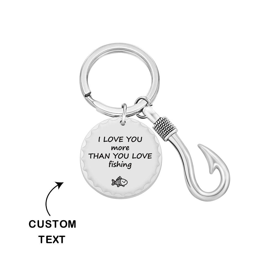 Custom Fishing Hook Keychain Personalized Metal Key Ring Father's Day Gifts - soufeelus