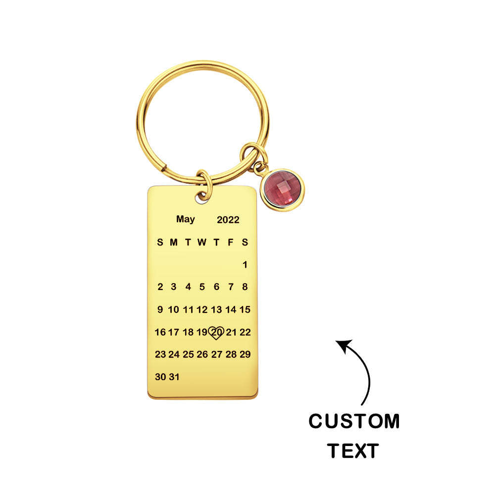 Custom Name Calendar Birthstone Keychain Personalized Date Birthday Gifts - soufeelus