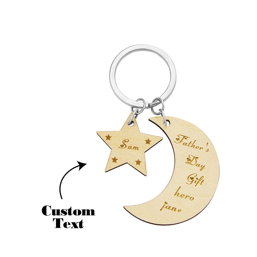 Custom Engraved Keychain Star Moon Creative Gifts - soufeelus