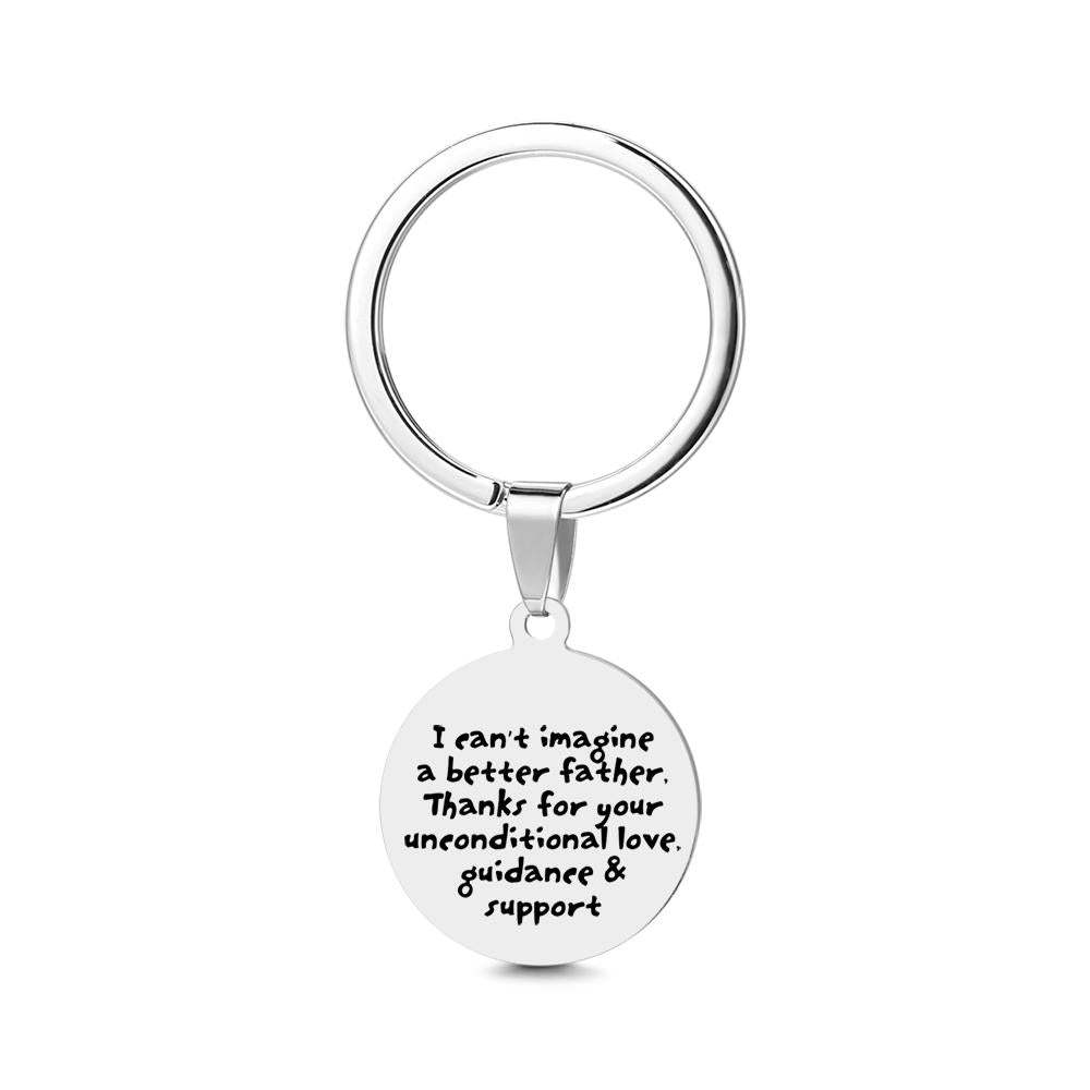 Round Tag Photo Keychain With Engraved Words Best Father Gifts for Father's Day Stainless Steel - soufeelus