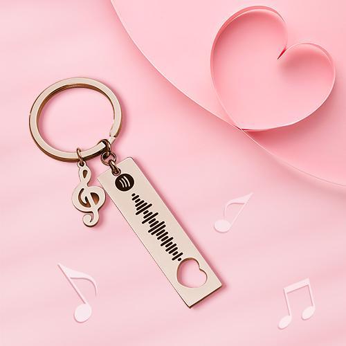 Customized Scannable Spotify Code Plaque Keychain Music and Photo, Song Keychain,Engraved Keychain Anniversary Gifts For Lovers - soufeelus