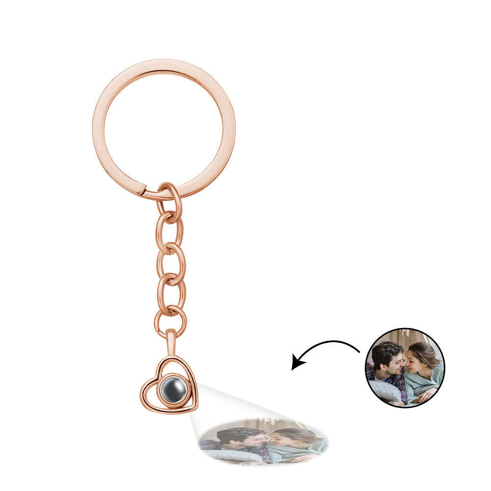 Custom Heart-shaped Hollow Photo Projection Keychain Couple Gifts - soufeelus