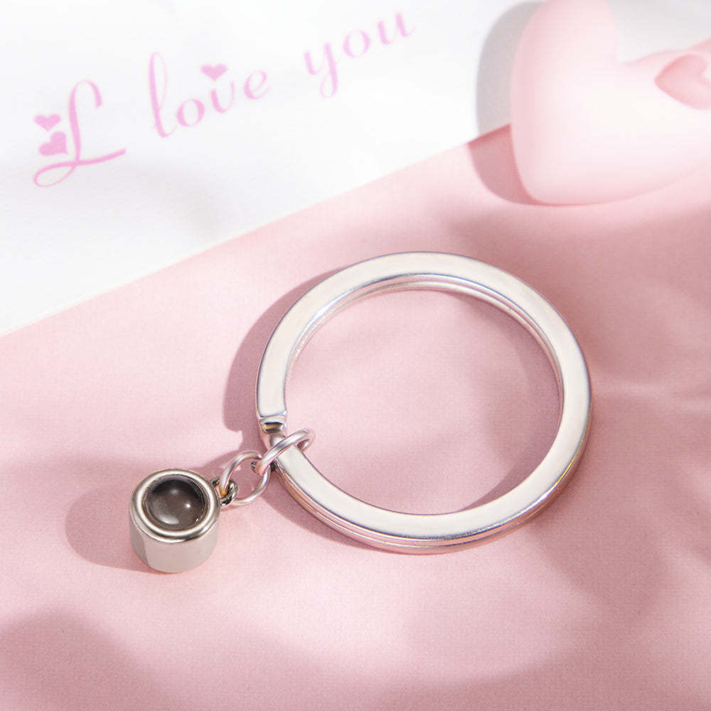 Custom Photo Projection Keychain Personalized Key Ring Exquisite Couple Gifts - soufeelus
