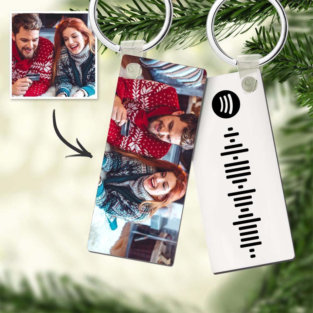 Photo Keychain With Spotify Code Keychain Gifts For Christmas Unique Design - soufeelus