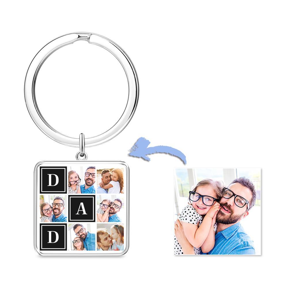 Custom Square Keychain Pass Image Father's Day Gift - soufeelus