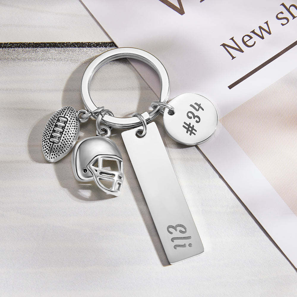 Custom Engraved Keychain Hand Stamped Football Keychain Creative Gift - soufeelus