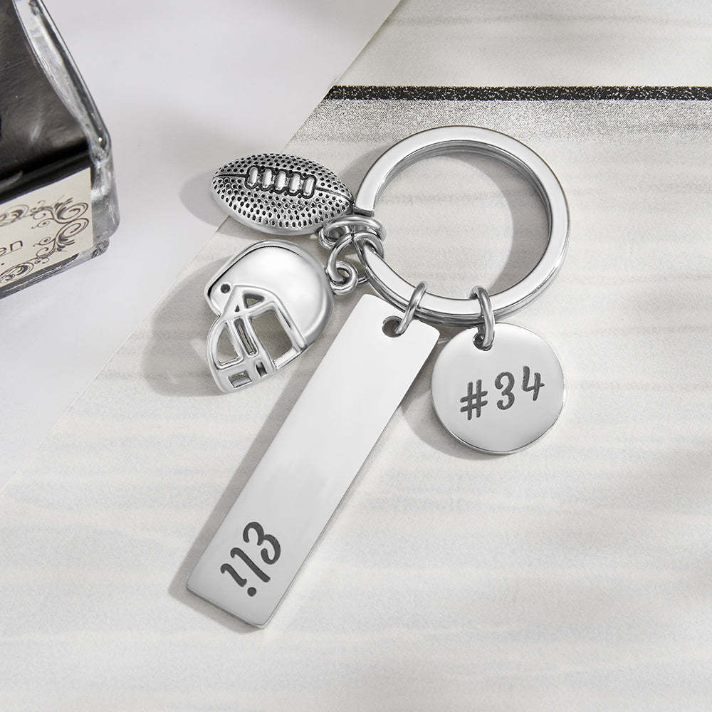 Custom Engraved Keychain Hand Stamped Football Keychain Creative Gift - soufeelus