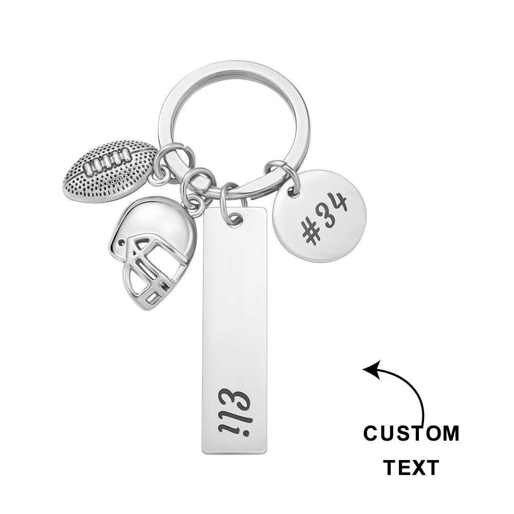 Custom Engraved Keychain Hand Stamped Football Keychain Creative Gift - soufeelus