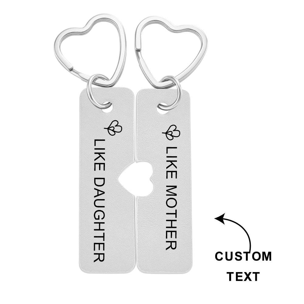 Custom Engraved Keychain Mom & Daughter Leather Keyrings Gift for Her - soufeelus