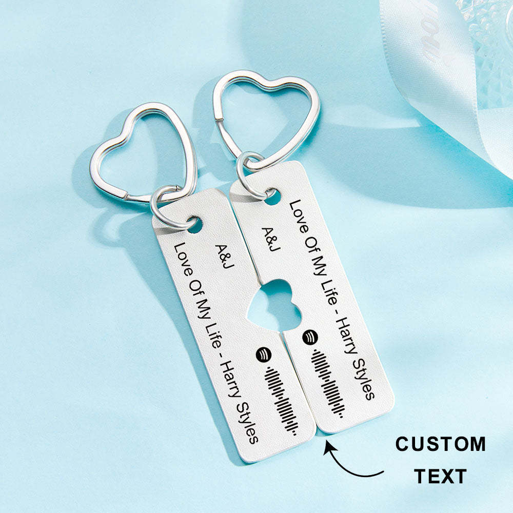 Custom Spotify Code Keychain Personalized Engraved Pair of Leather Keychain Gift for Her - soufeelus