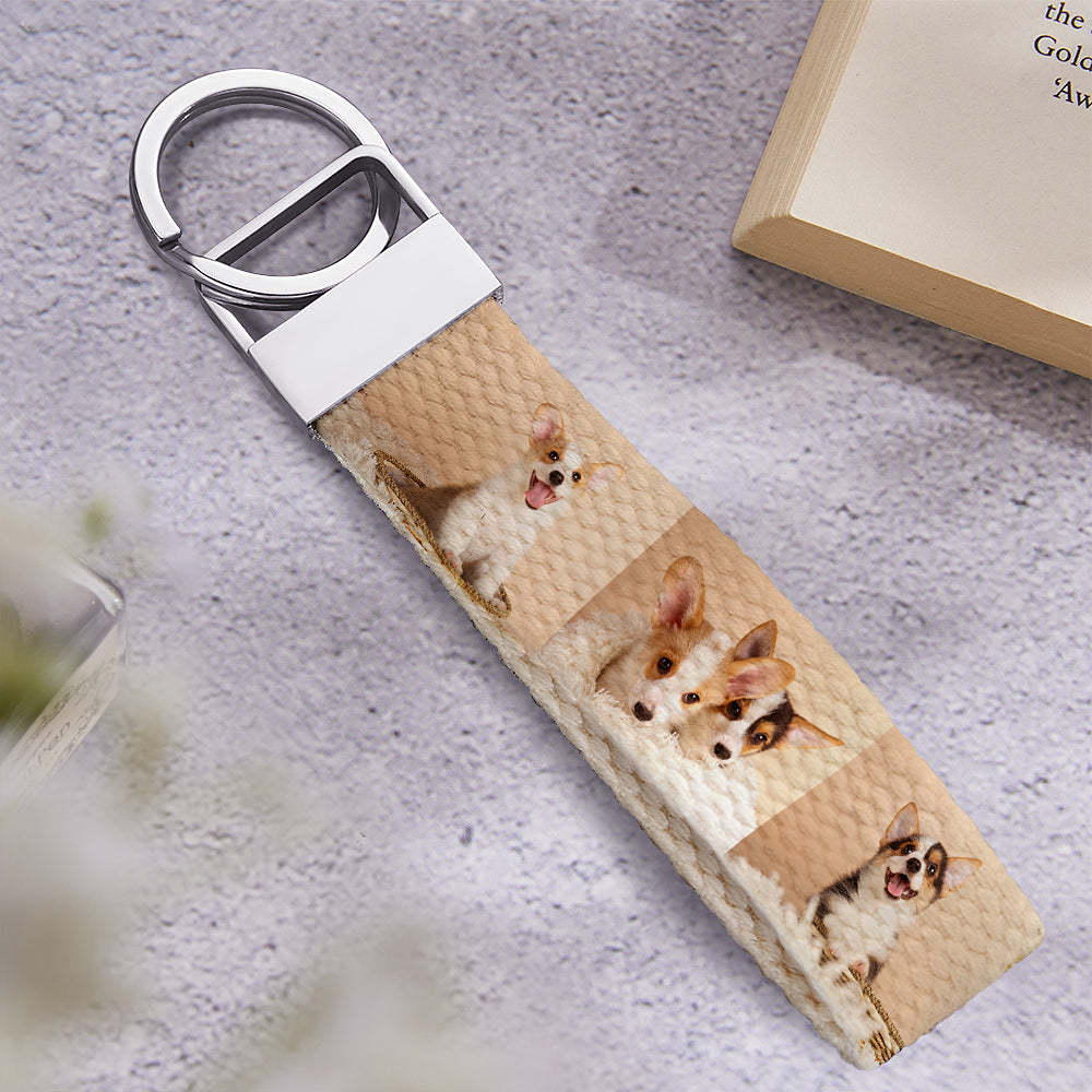 Custom Photo Keychain Wristlet Cute Dog Keychain Unique Gift for Pet Lover - soufeelus