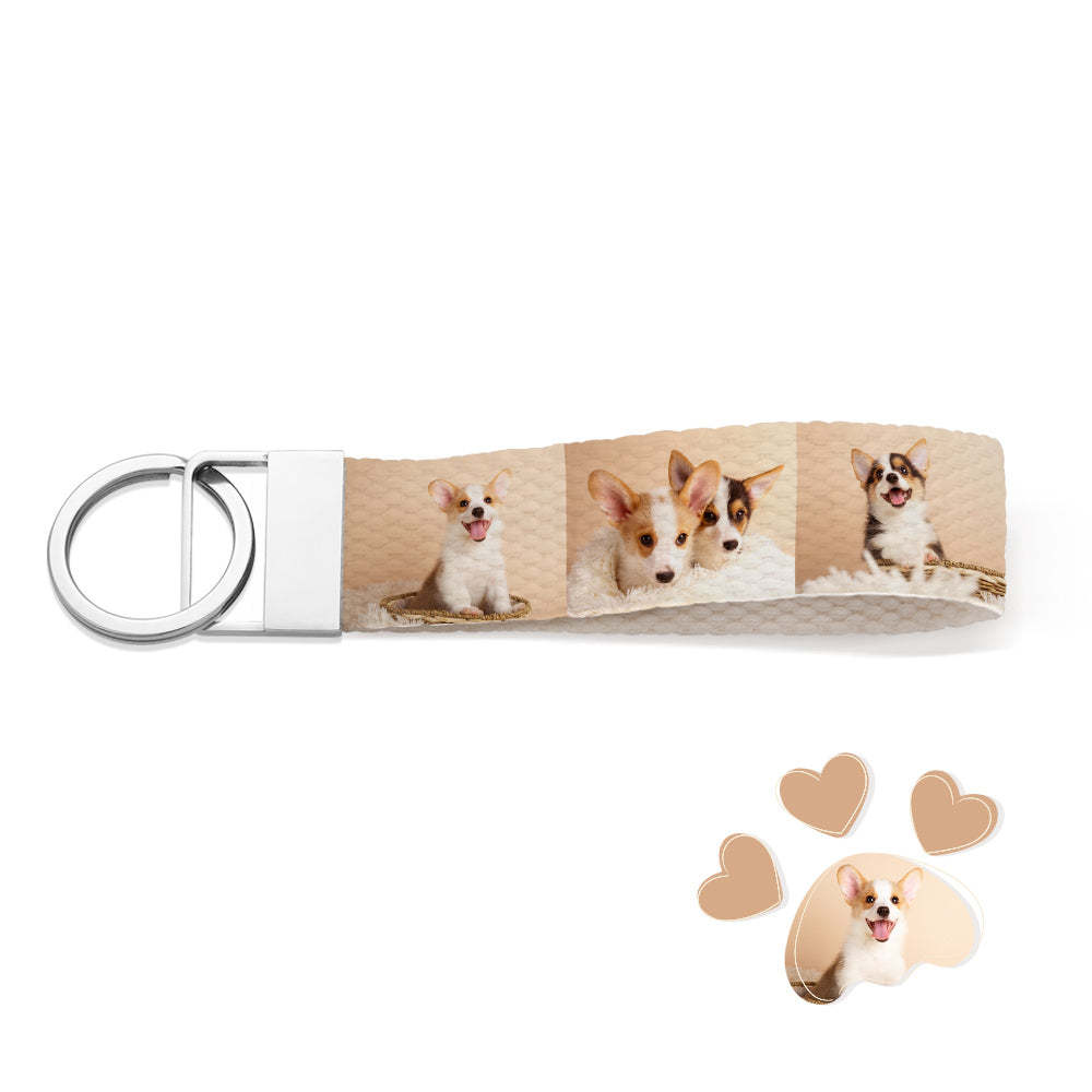 Custom Photo Keychain Wristlet Cute Dog Keychain Unique Gift for Pet Lover - soufeelus