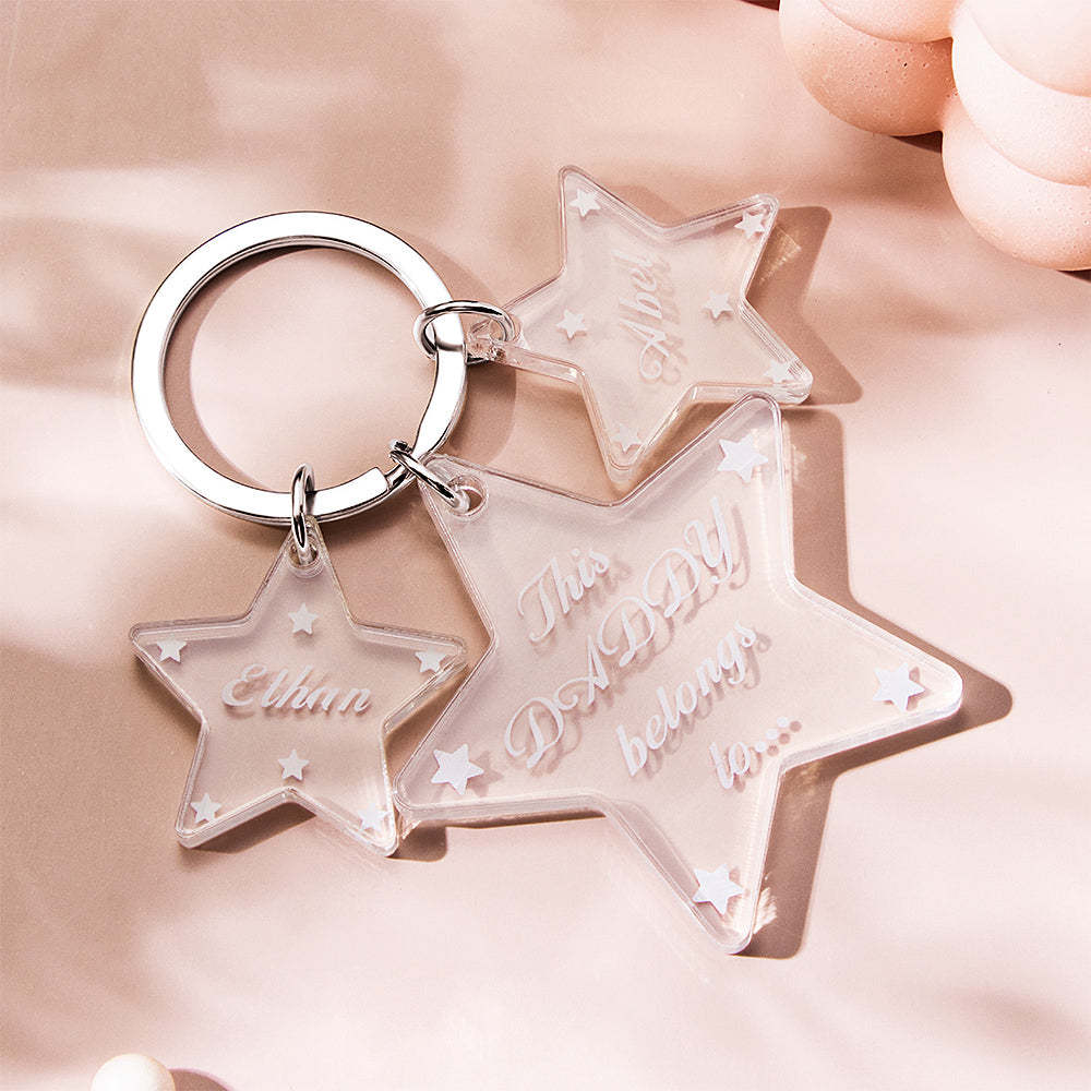 Custom Engraved Keychain Unique Star Acrylic Gifts - soufeelus