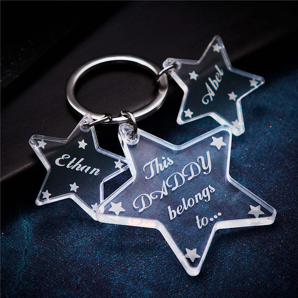Custom Engraved Keychain Unique Star Acrylic Gifts - soufeelus