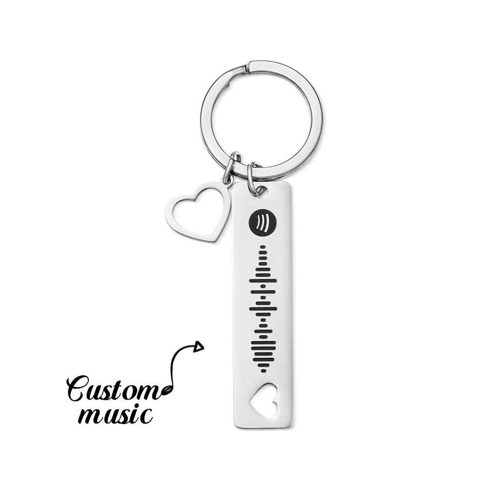 Customized Scannable Spotify Code Plaque Keychain Music and Photo, Song Keychain,Engraved Keychain Anniversary Gifts For Lovers - soufeelus