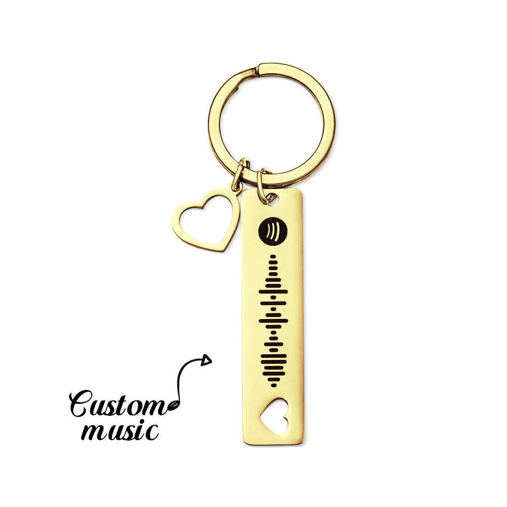 Customized Scannable Spotify Code Plaque Keychain Music and Photo, Song Keychain,Engraved Keychain Anniversary Gifts For Lovers - soufeelus