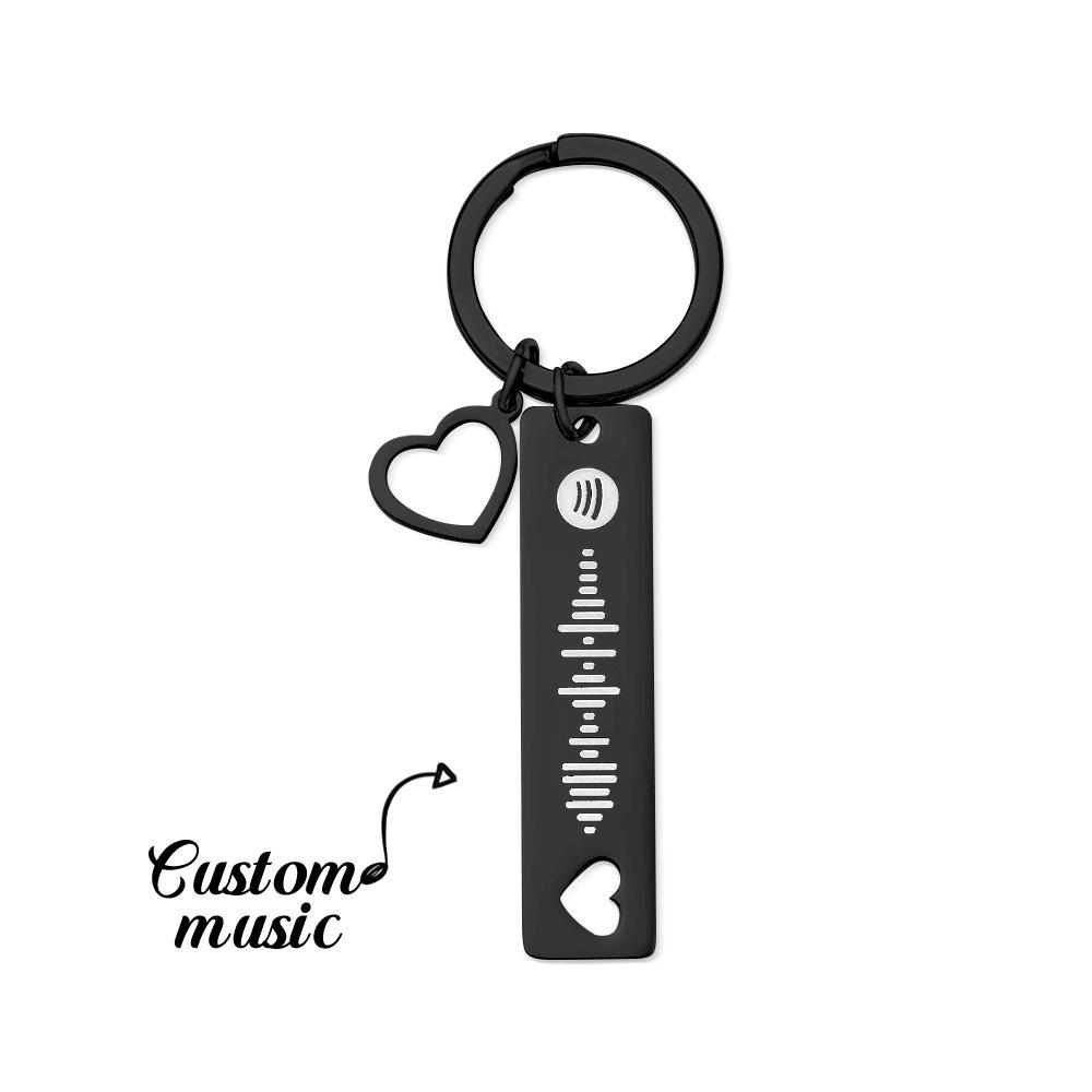 Customized Scannable Spotify Code Plaque Keychain Music and Photo, Song Keychain,Engraved Keychain Anniversary Gifts For Lovers - soufeelus