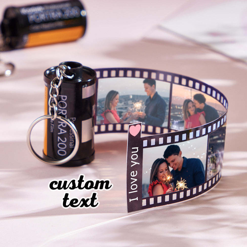 Custom Text For The Film Roll Keychain Personalized Picture Keychain with Reel Album Customized Anniversary Gifts