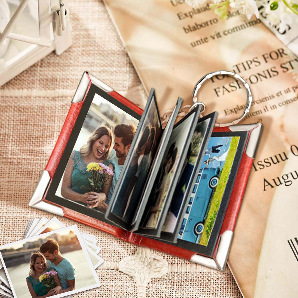 Custom Photo Album Keychain Personalized Photo Leather Keychain Romantic Gift - soufeelus